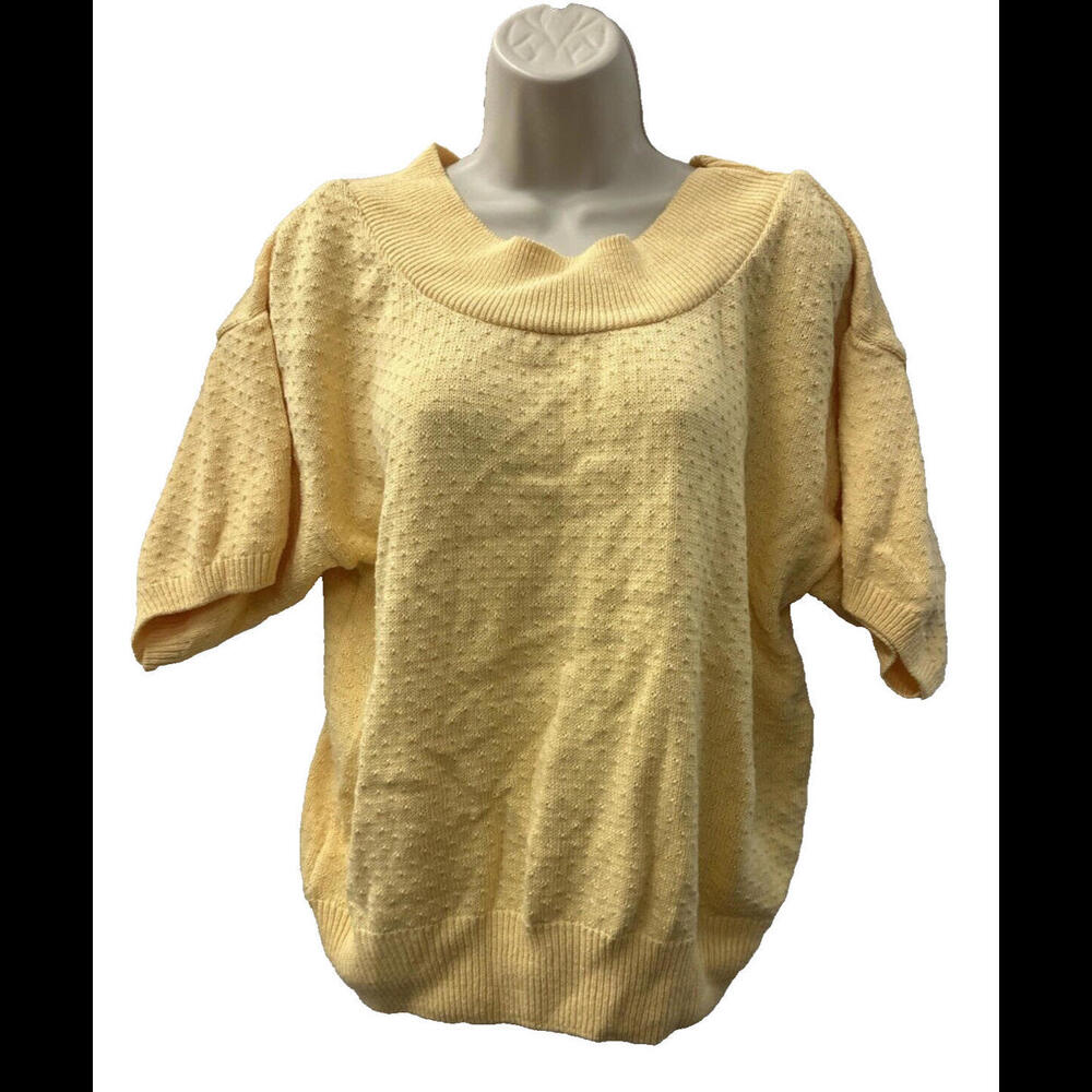 Vintage Rare Sakura Sport Yellow Knit Tee Short Sleeve Sweater Size Large/XL